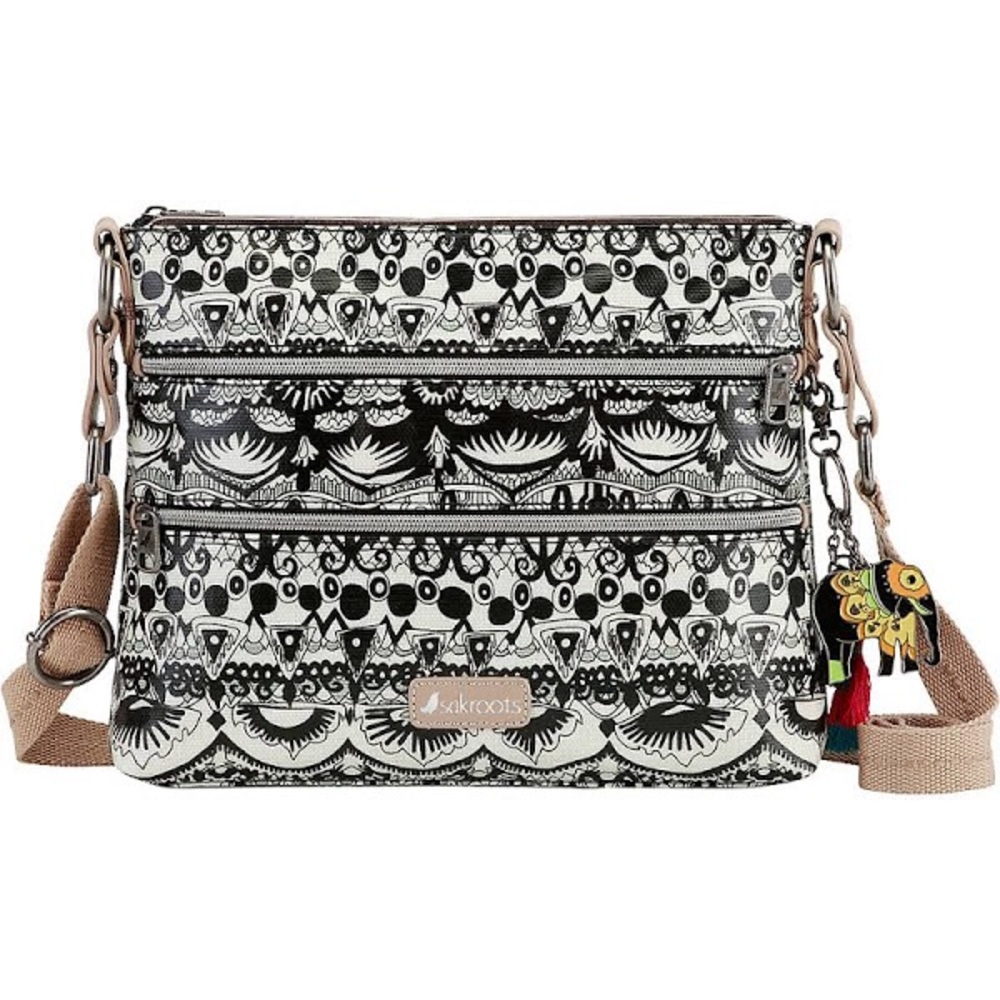 Sakroots Basic Crossbody Black and White One World